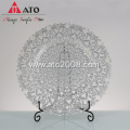 Floral pattern embossed glass charger plates for wedding